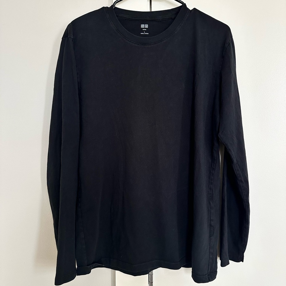 Uniqlo Men's Soft Brushed Long Sleeve T-Shirt Black